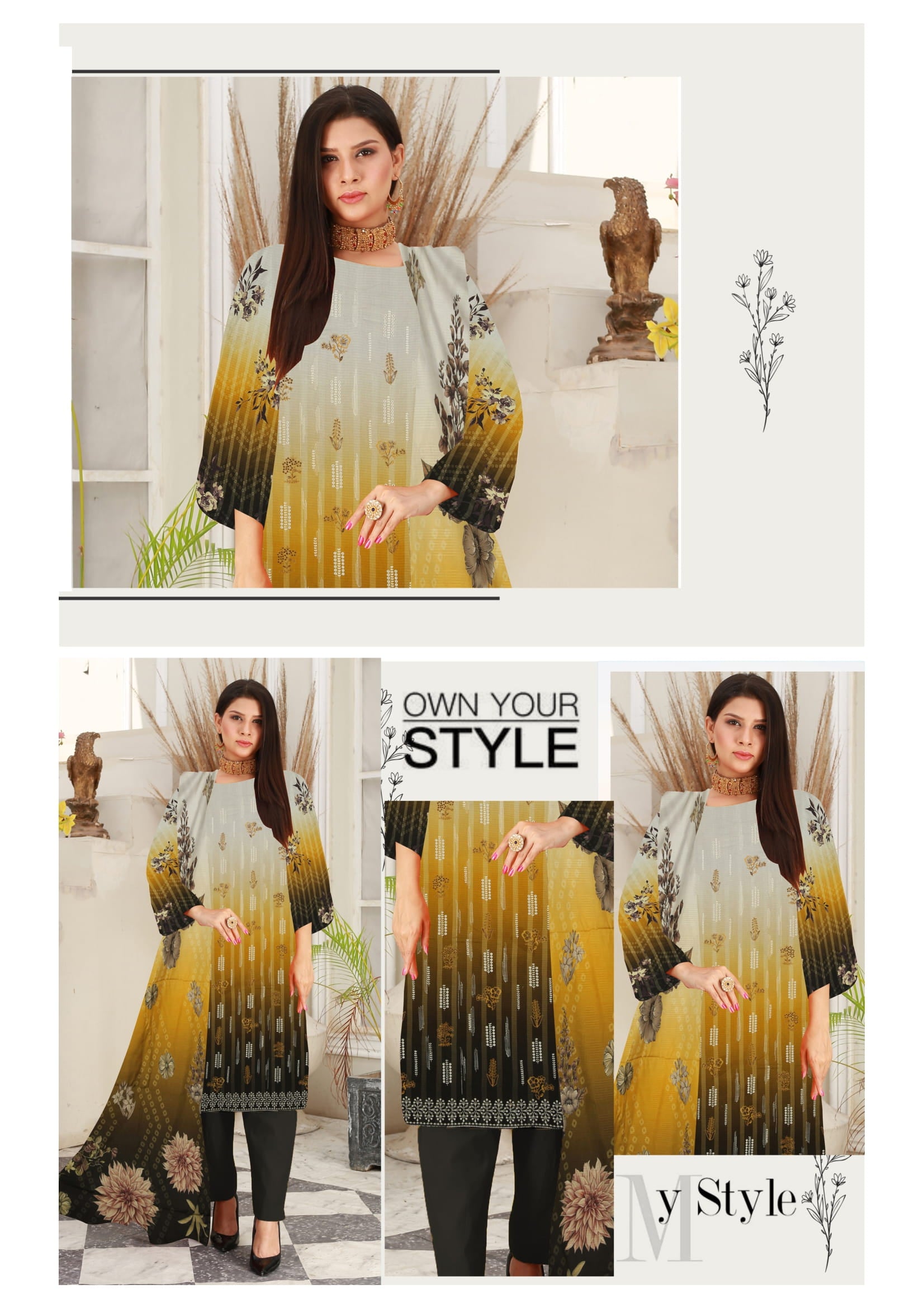 JAAN-E-JUNOON | 3 PIECE UNSTICHED | Doria Printed VISCOUS With 2 head Embroided Frony.