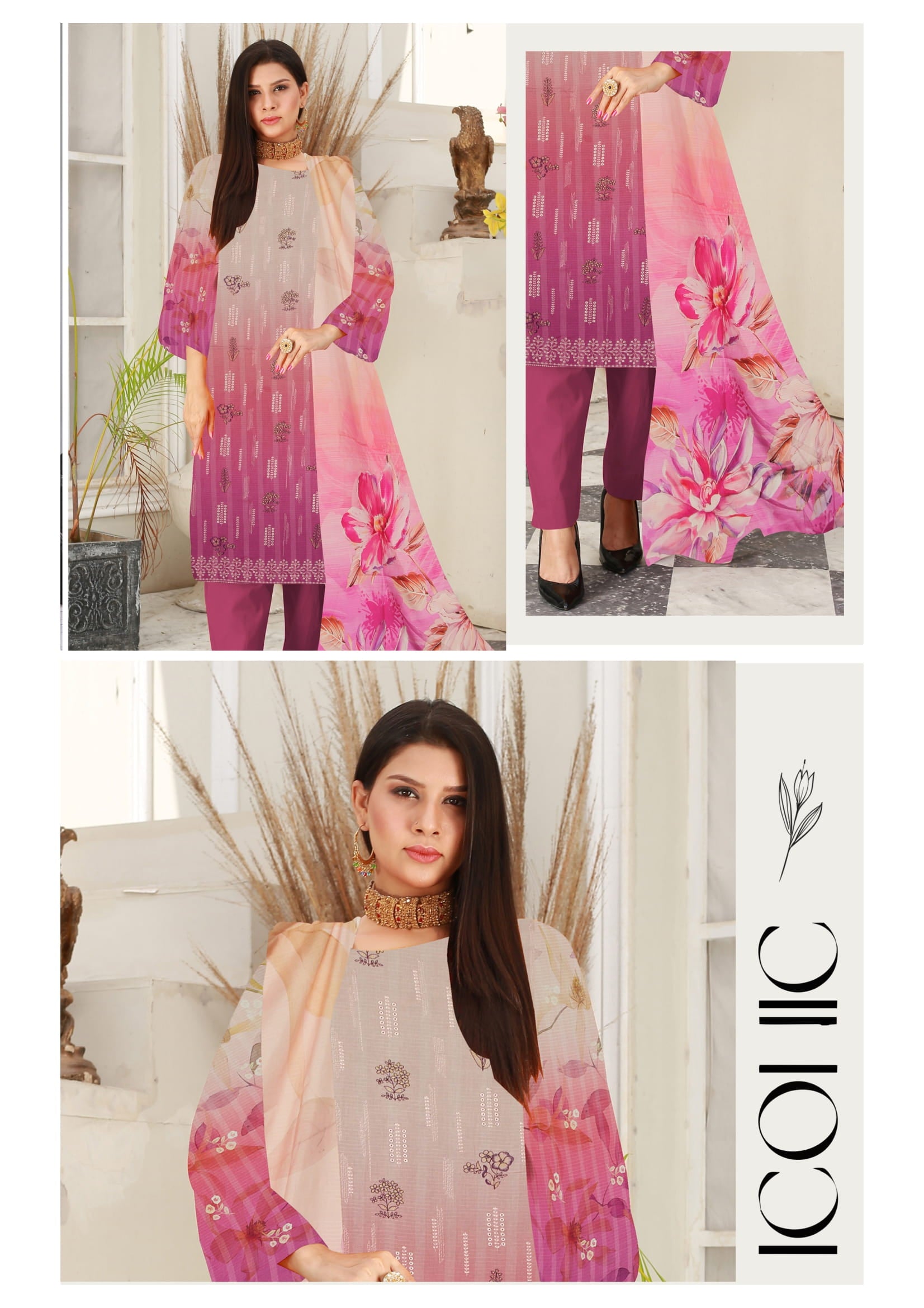 JAAN-E-JUNOON | 3 PIECE UNSTICHED | Doria Printed VISCOUS With 2 head Embroided Frony.